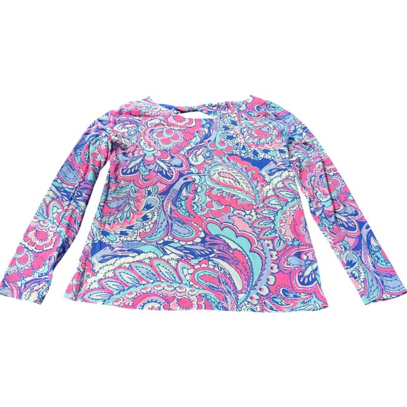 Lilly Pulitzer Tops - Lilly Pulitzer XL Tristan Paisley Floral Twist Back Long Sleeve Pima Cotton Top